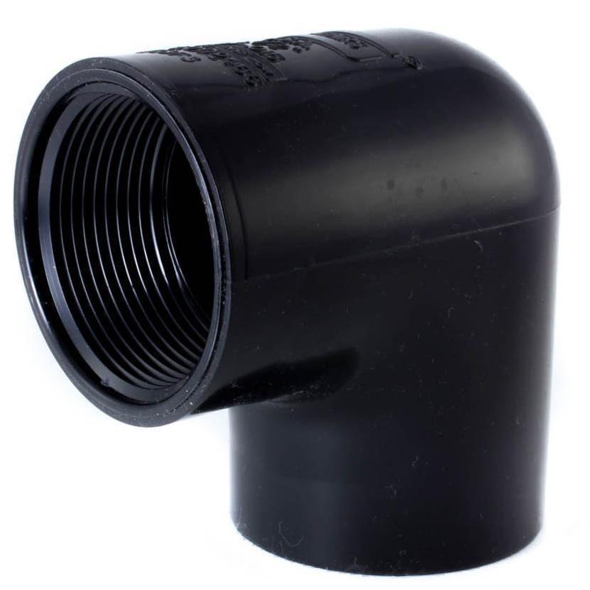 Black Aquarium PVC 90º Elbow (SxFPT) - ALA 3/4"